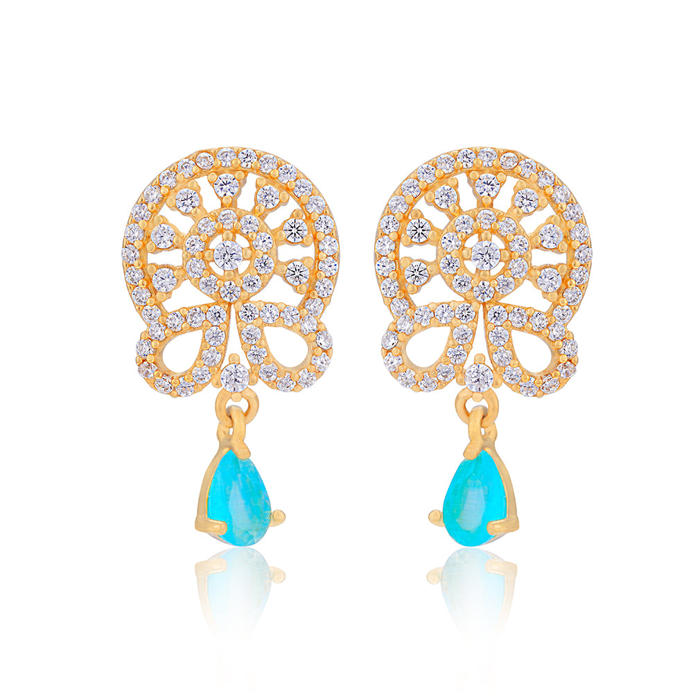 925 Sterling Silver Blue Drop  Sparkling Earring for Women