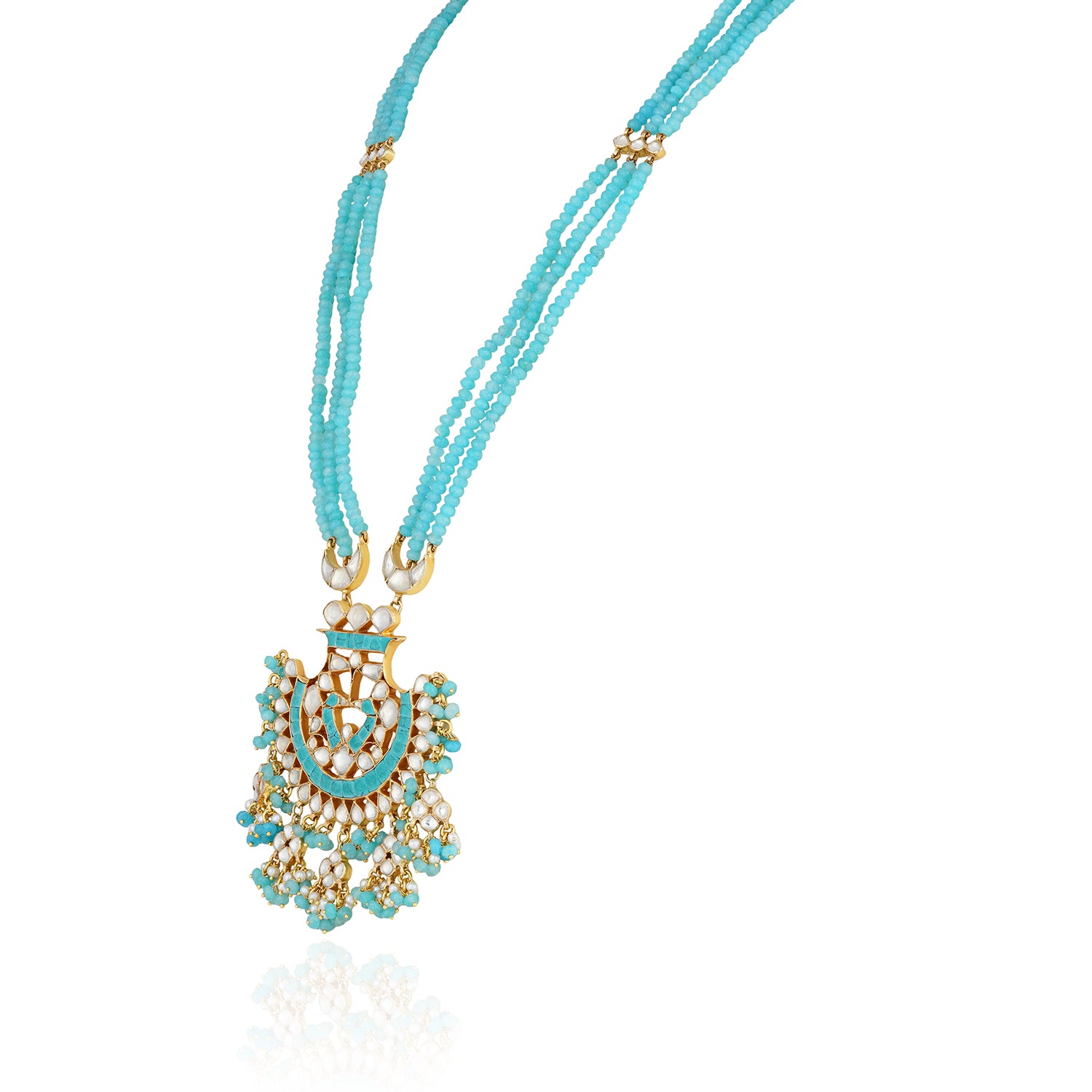 925 Sterling Silver Blue Heritage Charm Chain Pendant for Women