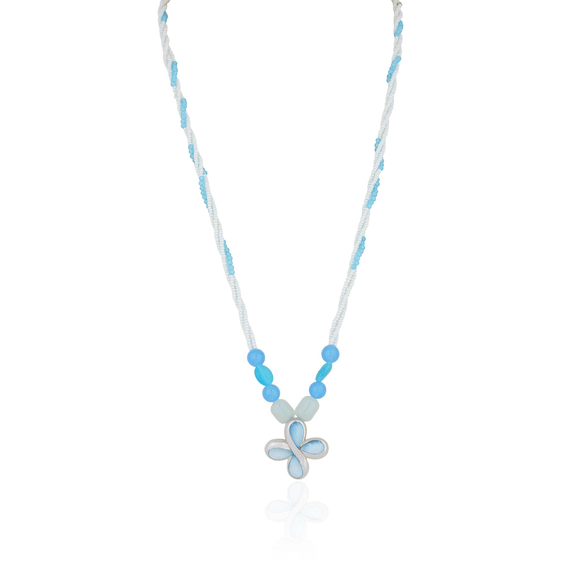 925 Sterling Silver Blue Pearl Flutter Chain Pendant for Women