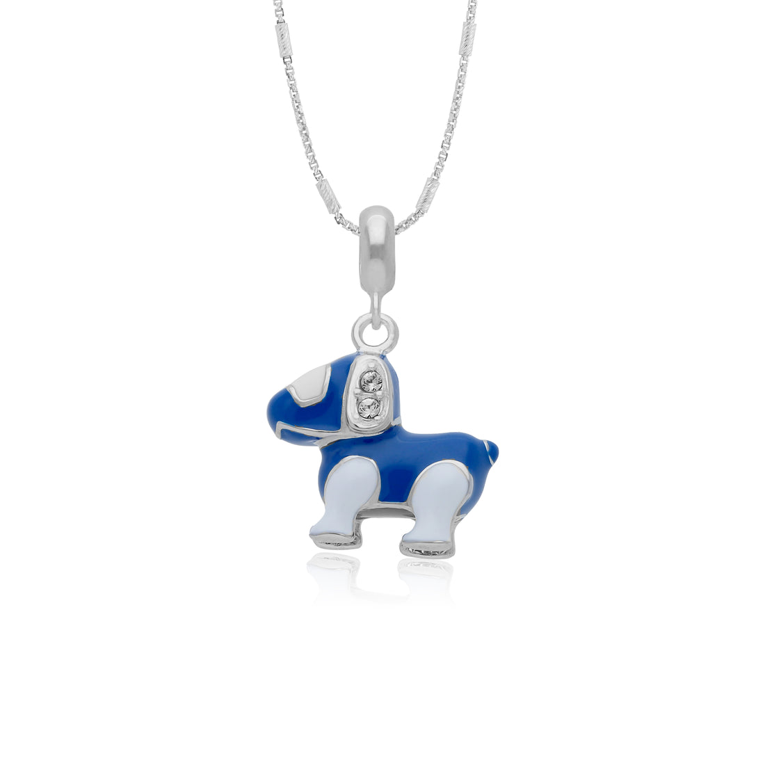 925 Sterling Silver Blue Spy Dog Rhodium Plated Pendant For Kids