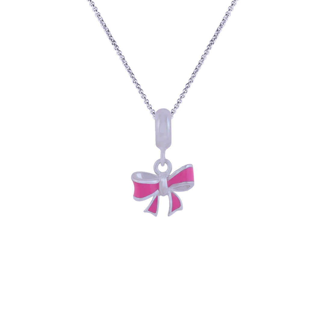 925 Sterling Silver Blush Knot Rhodium Plated Pendant For Kids