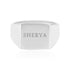 925 Sterling Silver Bold Box Rhodium Plated Engraved Ring