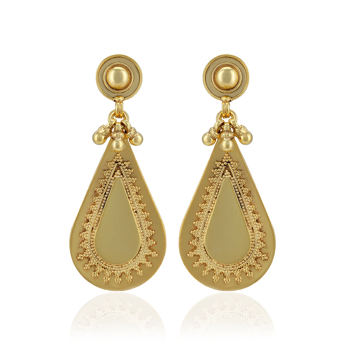 925 Sterling Silver Bold Teardrop Hanging Disc Gold Plated Earrings For Women