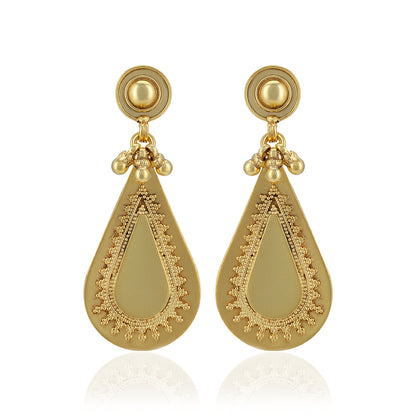 925 Sterling Silver Bold Teardrop Hanging Disc Gold Plated Earrings For Women