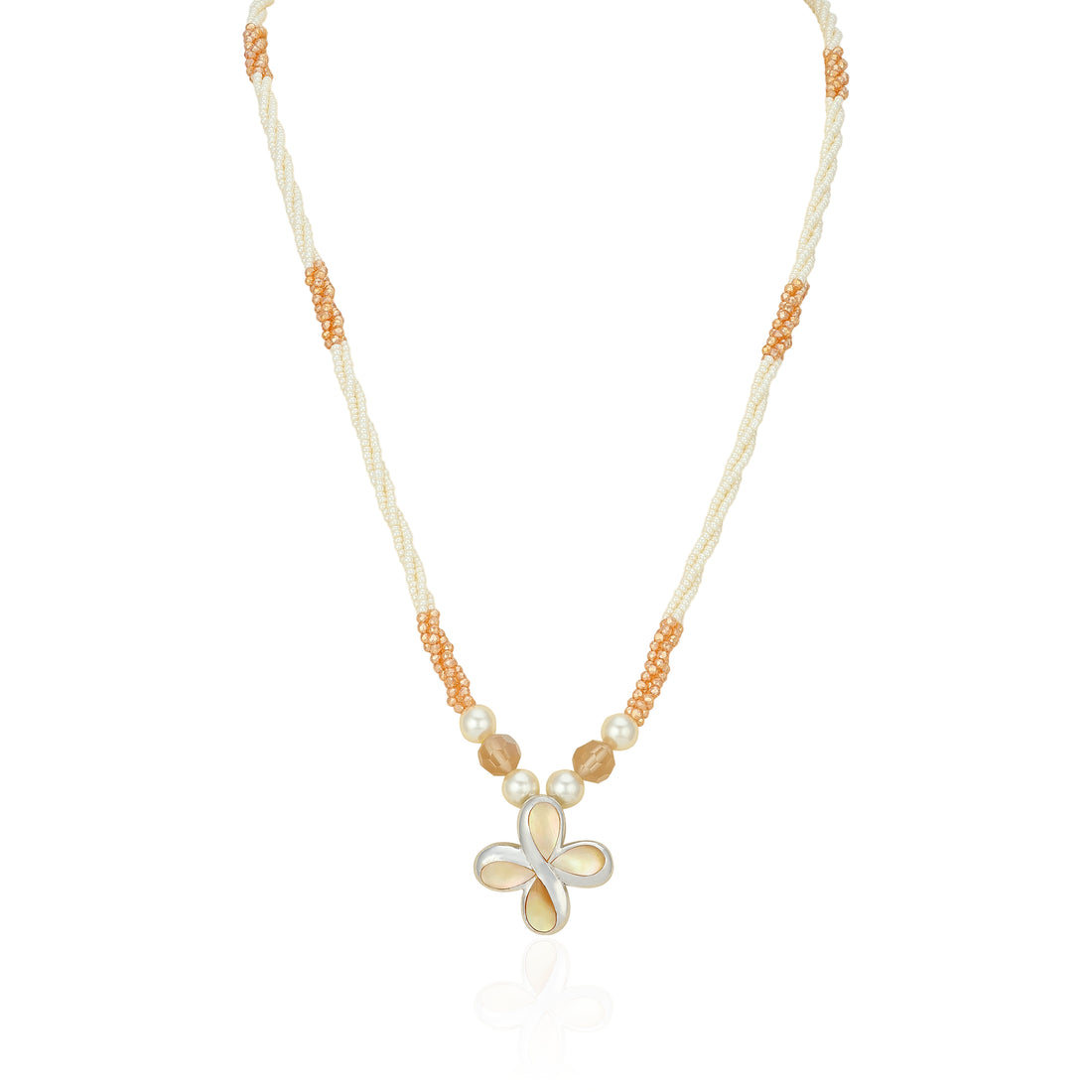 925 Sterling Silver Braided Floral Charm Haram for Women