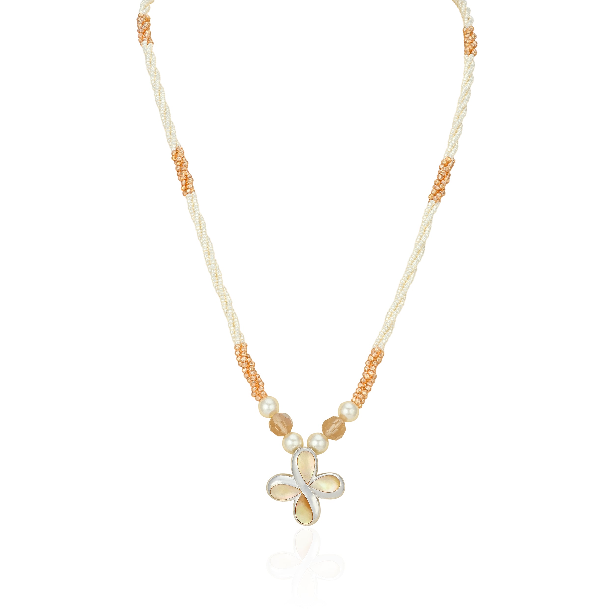 925 Sterling Silver Braided Floral Charm Haram for Women