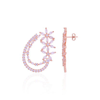 925 Sterling Silver Bridal Inspired Floral Vine Rose Gold Plated Earring for Women