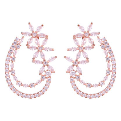 925 Sterling Silver Bridal Inspired Floral Vine Rose Gold Plated Earring for Women