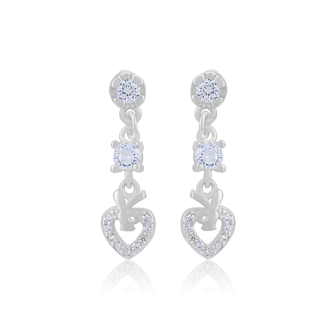 925 Sterling Silver Bunny Bling Rhodium Plated Dangler Earrings For Women