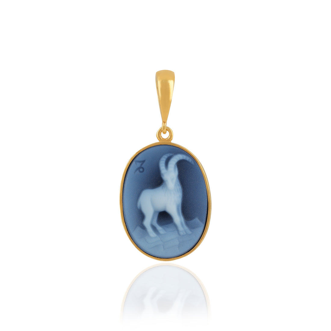 925 Sterling Silver Capricorn Zodiac Agate Gold Plated Pendant for Men and Women