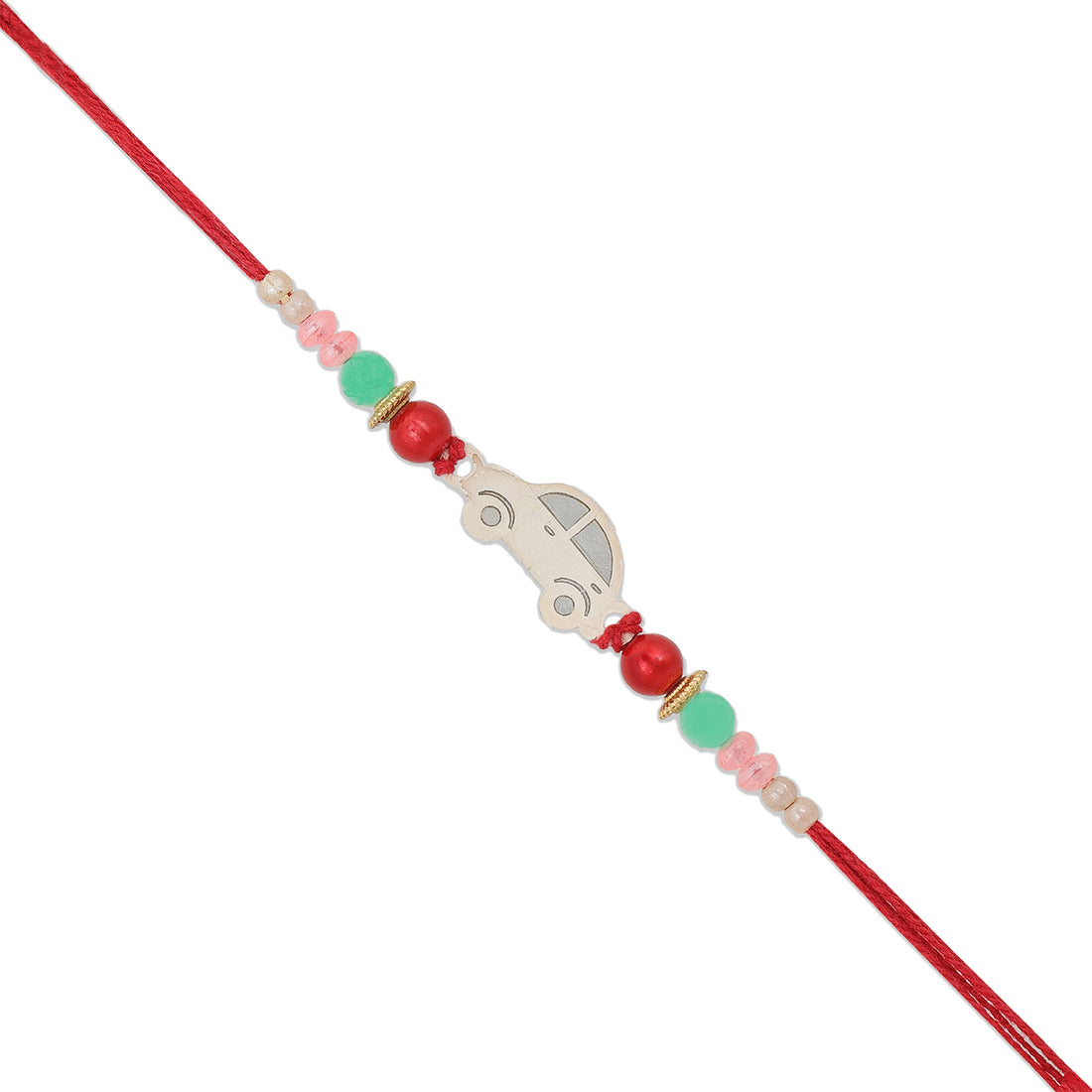 925 Sterling Silver Car Woven Into Beaded Grace Rakhi Bracelet For Brother