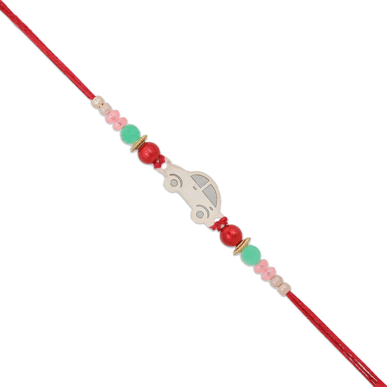 925 Sterling Silver Car Woven Into Beaded Grace Rakhi Bracelet For Brother
