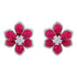 925 Sterling Silver Carved Ruby Petal Floral Stud Earring for Women