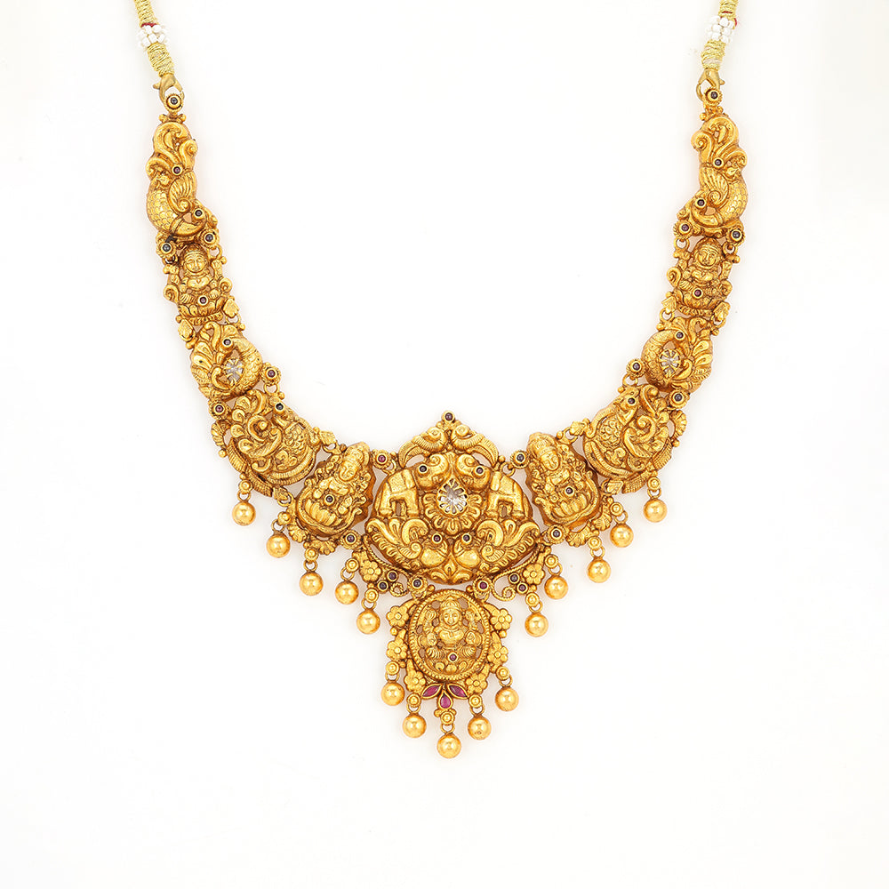 925 Sterling Silver Celestial Lakshmi Peacock Embrace Neckilace For Women