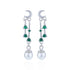 925 Sterling Silver Celestial Moon Emerald Linked Pearl Earring for Women