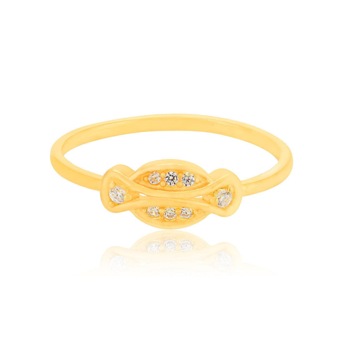 925 Sterling Silver Central Eye Motif Gold Plated Ring for Women
