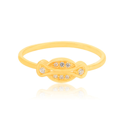 925 Sterling Silver Central Eye Motif Gold Plated Ring for Women