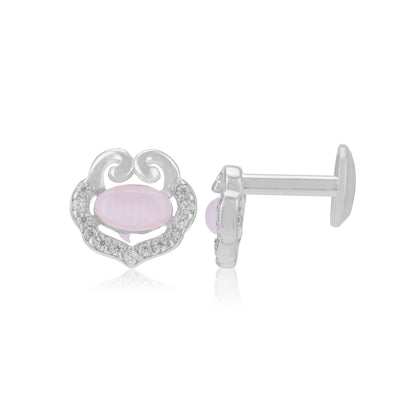 925 Sterling Silver Centred Moonstone Side Small Stone Detailing Earrings For Women