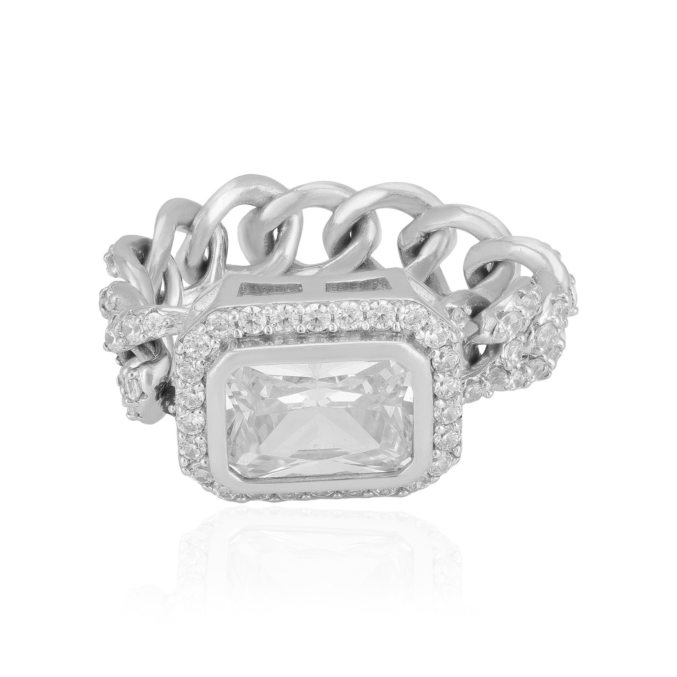 925 Sterling Silver Chain Weave Bold Solitaire Ring for Women
