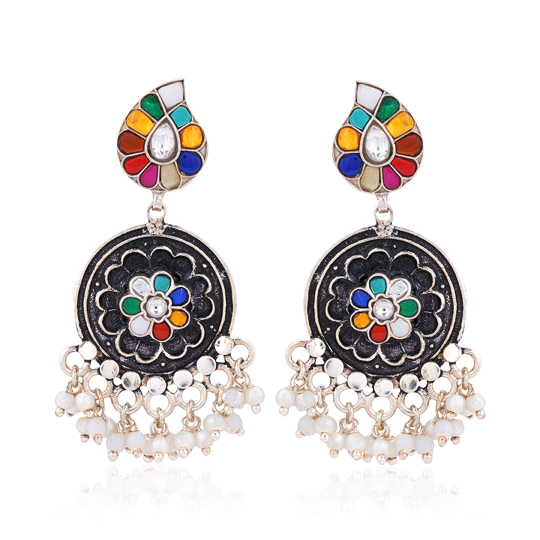 925 Sterling Silver Chandelier Navaratana Earring