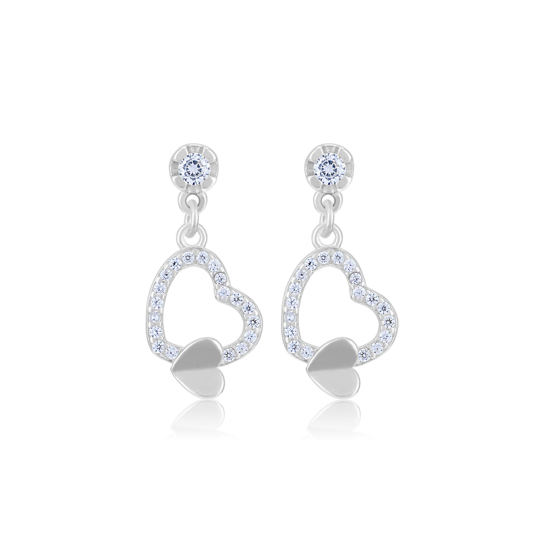 925 Sterling Silver Charming Two Heart Drop Earrings For Women
