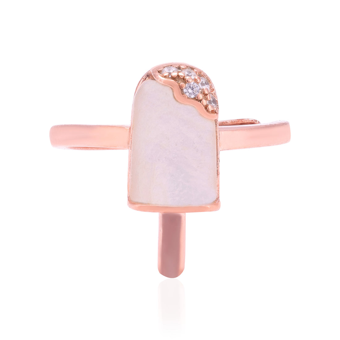 925 Sterling Silver Choco Drip Pop Rose Gold Plated Ring for Women