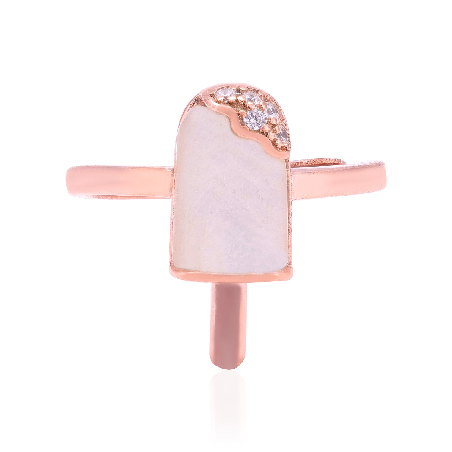 925 Sterling Silver Choco Drip Pop Rose Gold Plated Ring for Women