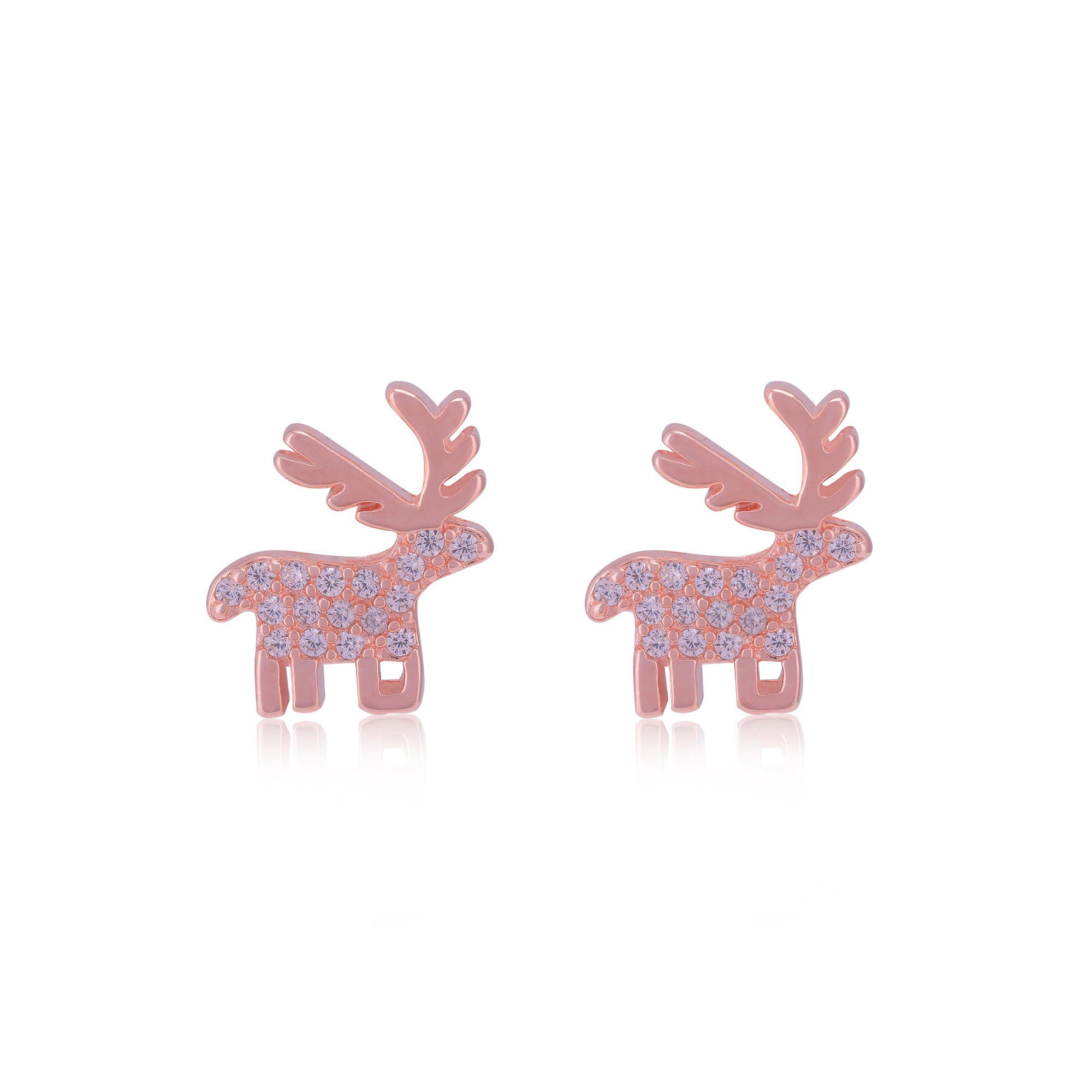 925 Sterling Silver Christmas Deer Earrings For Women