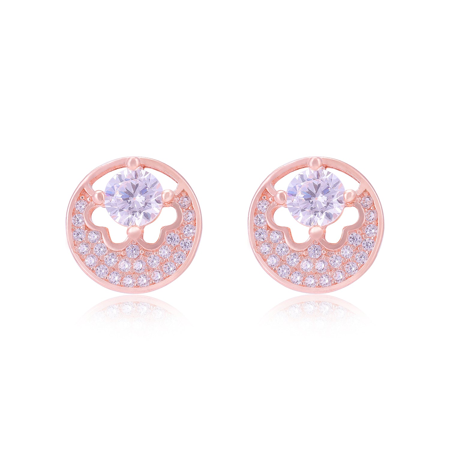 925 Sterling Silver Circle Centre Solitaire Stone Tiny Stones  Encircling Earrings For Women