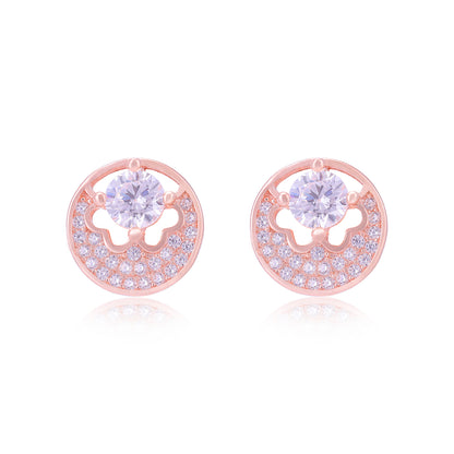 925 Sterling Silver Circle Centre Solitaire Stone Tiny Stones  Encircling Earrings For Women