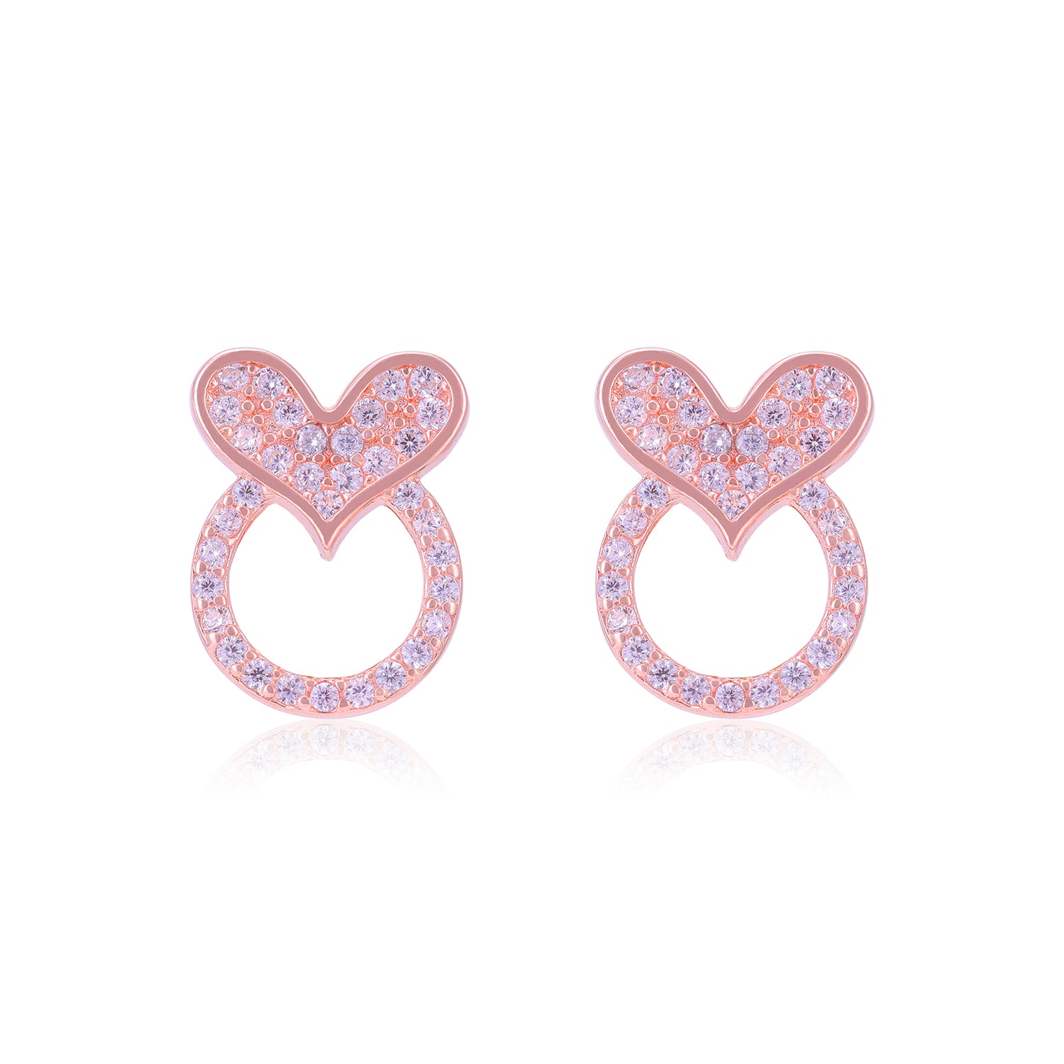 925 Sterling Silver Circle Heart Fusion Earrings For Women