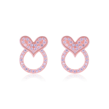 925 Sterling Silver Circle Heart Fusion Earrings For Women