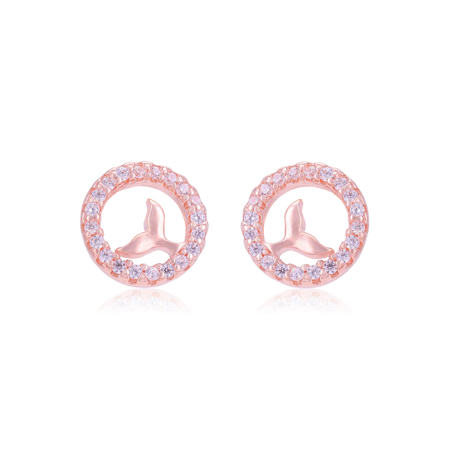 925 Sterling Silver Circle Stoned Centre Fish Tail Design Earrings For Women