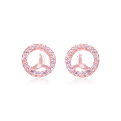 925 Sterling Silver Circle Stoned Centre Fish Tail Design Earrings For Women
