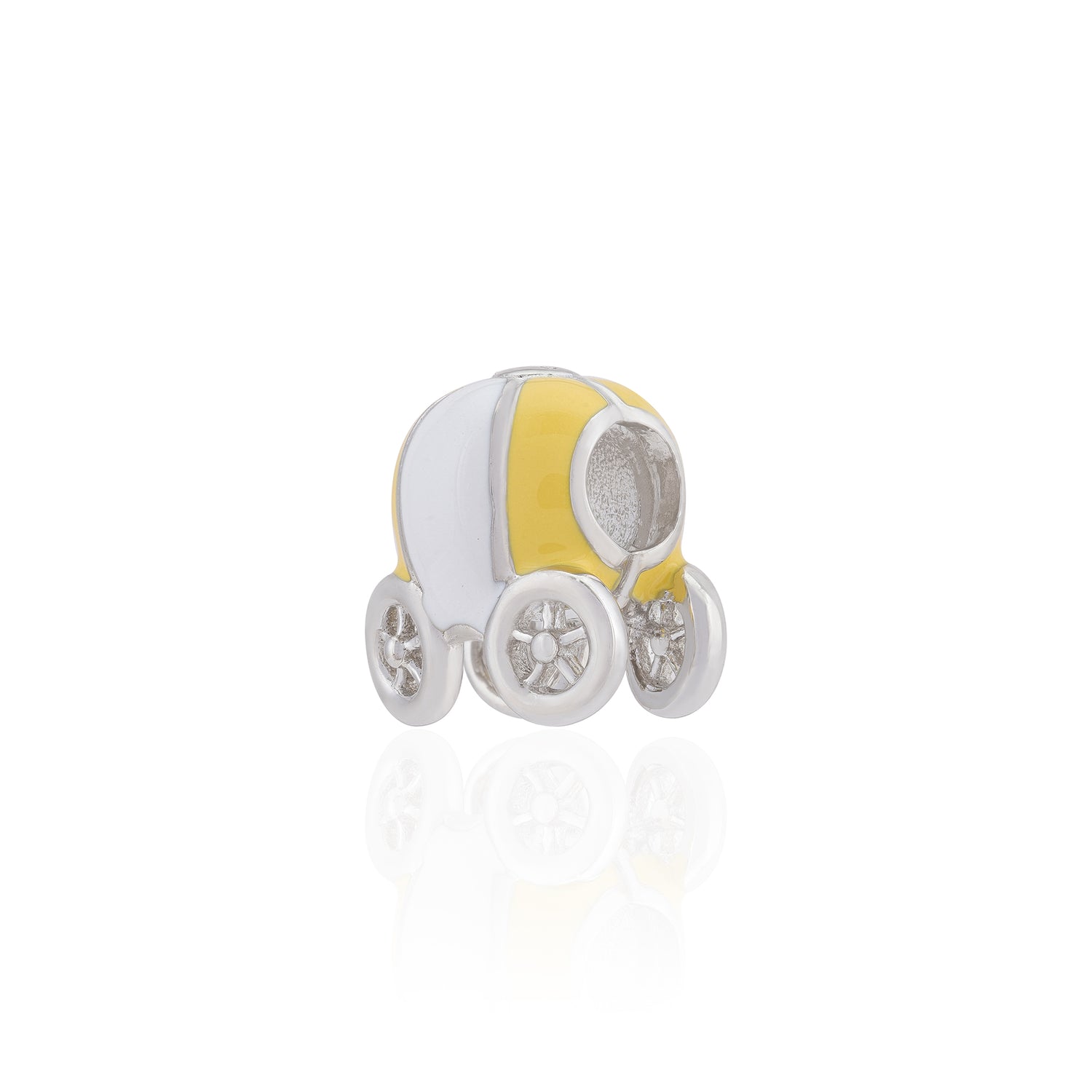 925 Sterling Silver Citrine Fantasy Carriage Charm Pendant for Women