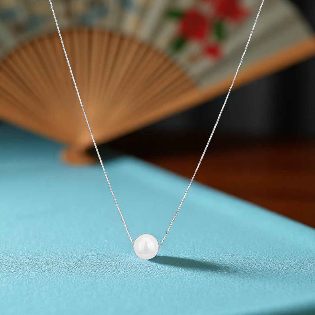 925 Sterling Silver Classic Elegance White Pearl Solitaire Necklace for Women