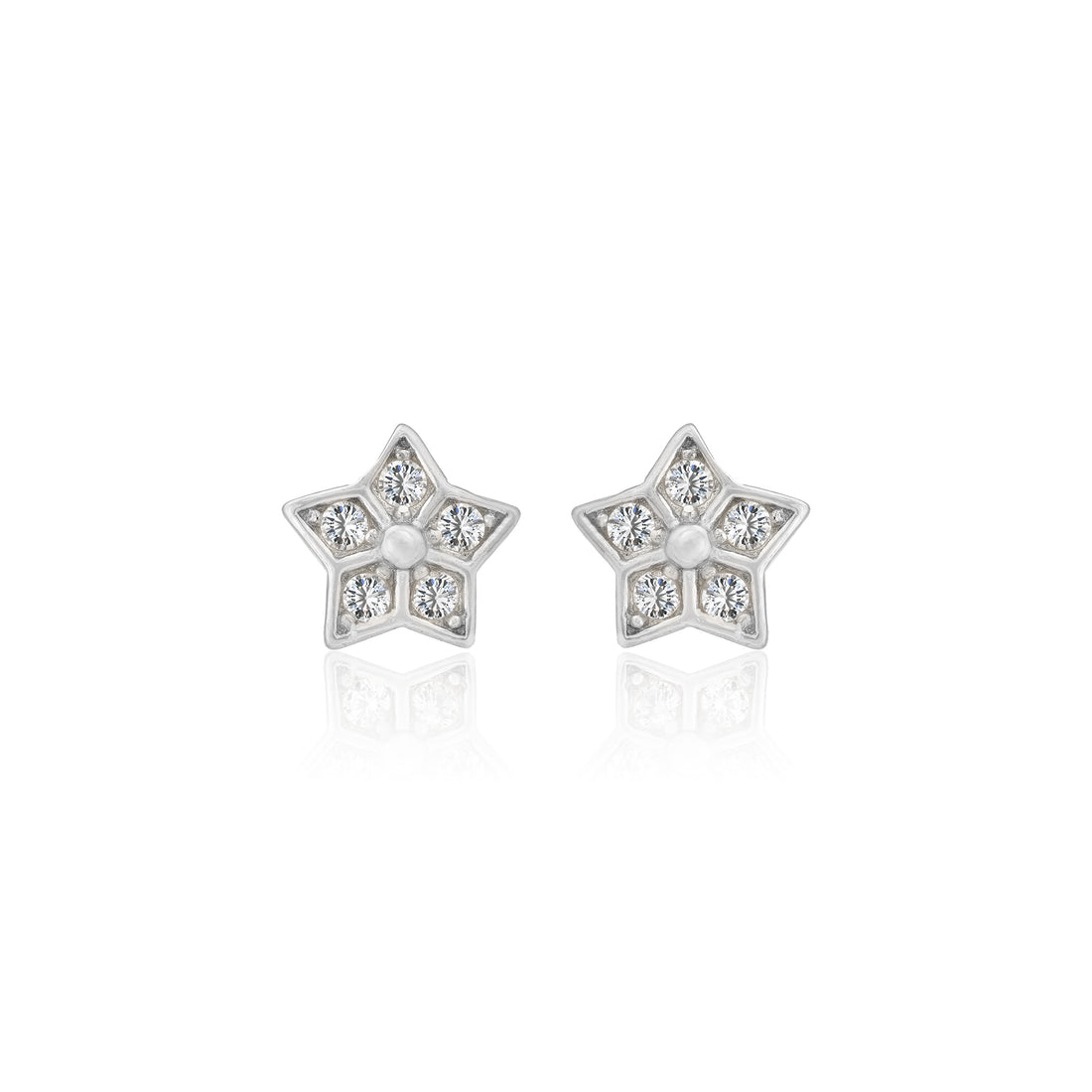 925 Sterling Silver Classic Floral Rhodium Plated Stud For Kids