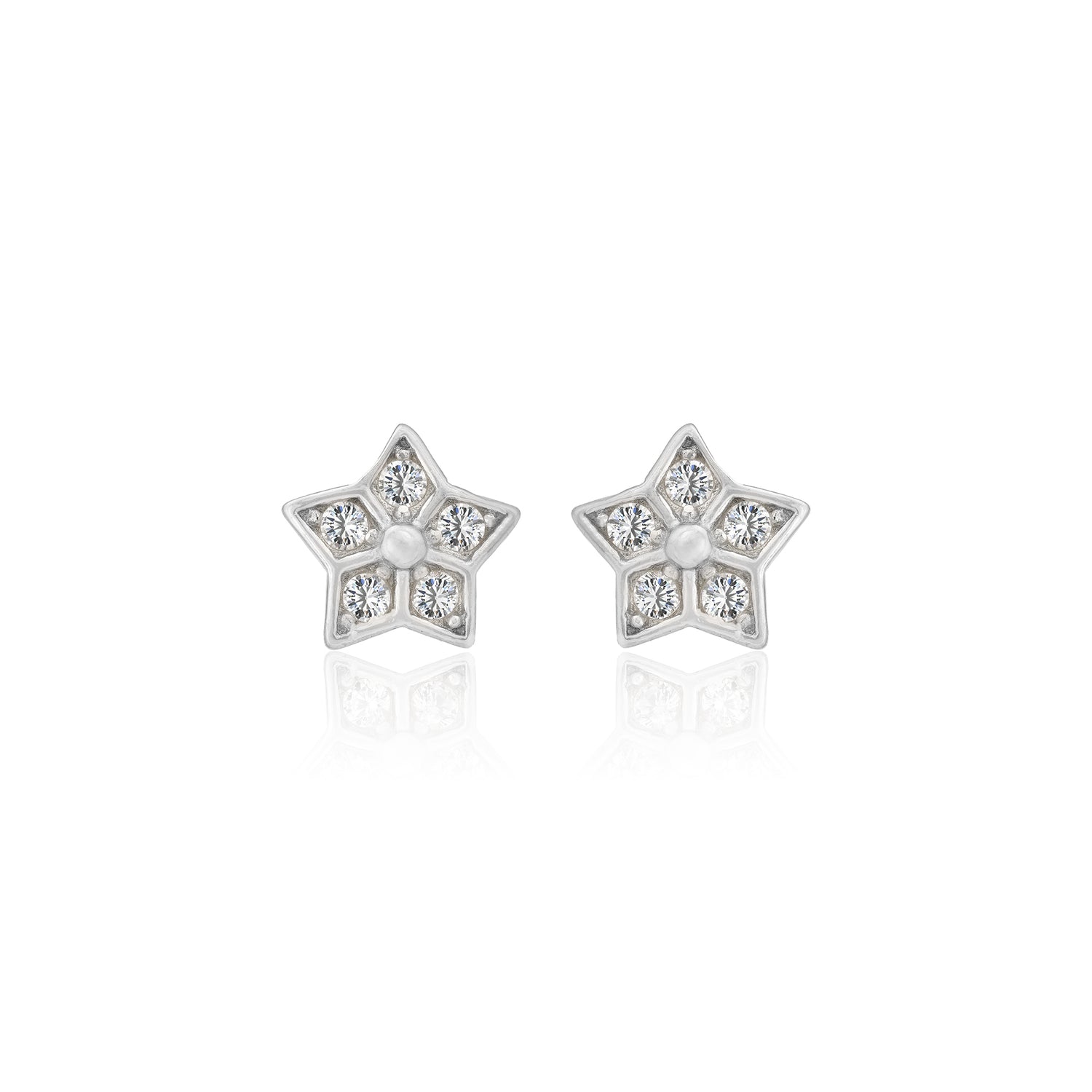 925 Sterling Silver Classic Floral Rhodium Plated Stud For Kids
