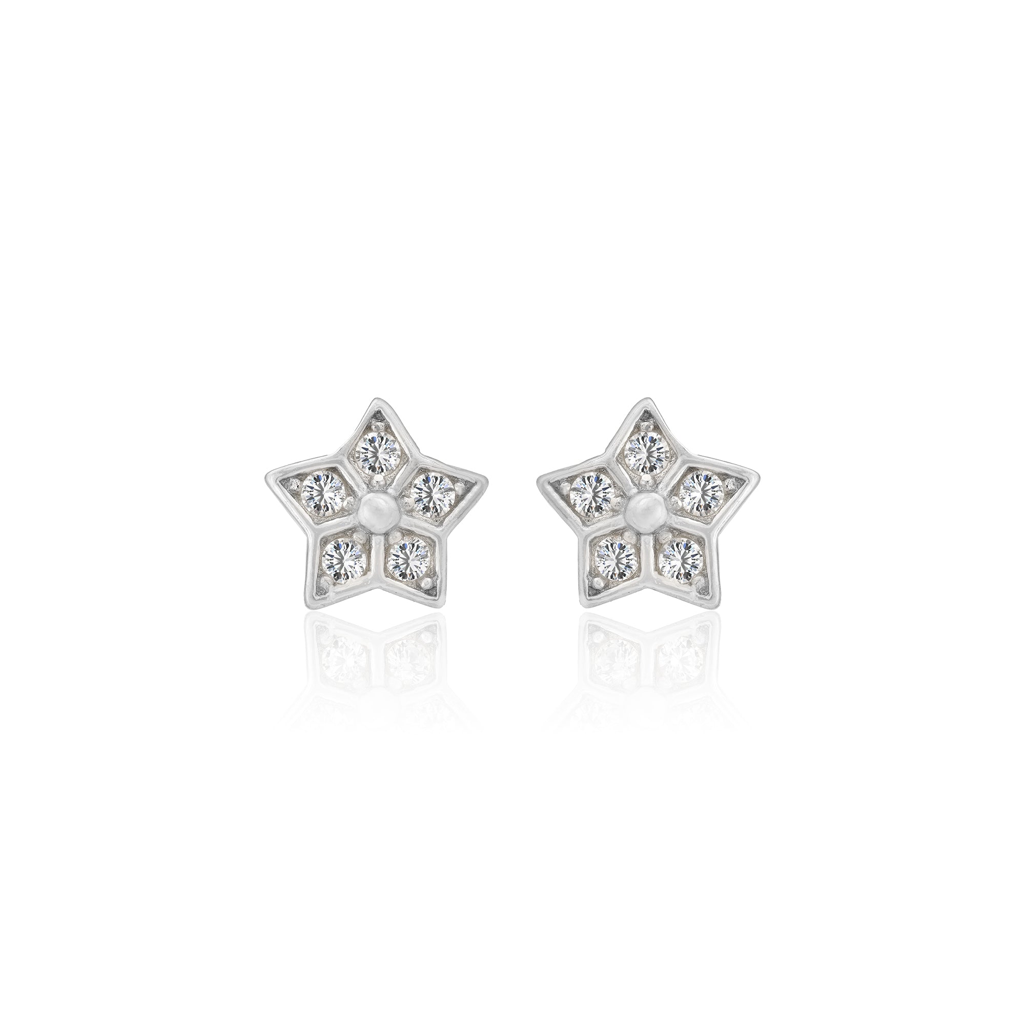 925 Sterling Silver Classic Floral Rhodium Plated Stud For Kids