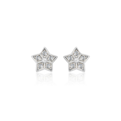 925 Sterling Silver Classic Floral Rhodium Plated Stud For Kids