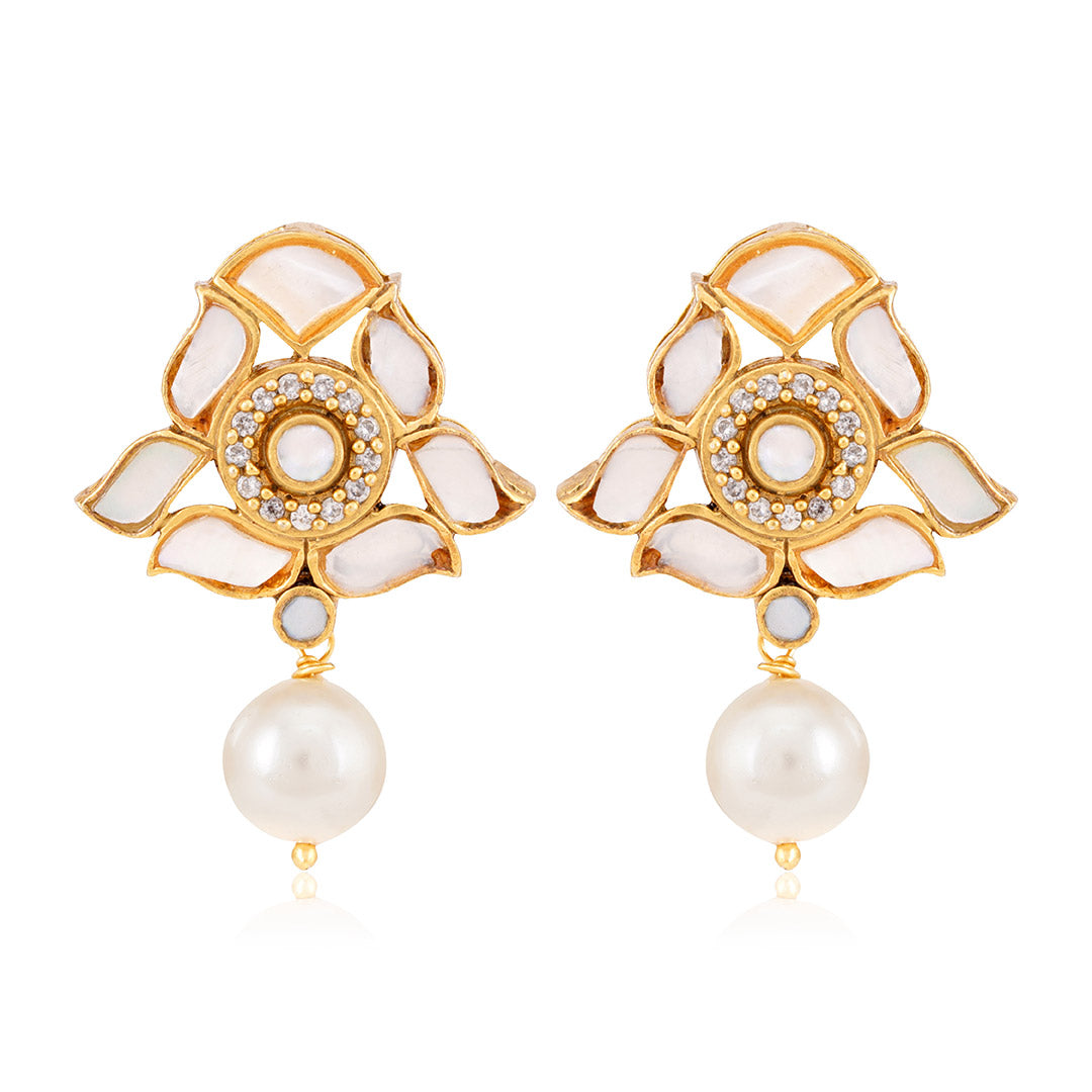 925_Sterling_Silver_Classic_Pearl_Drop_Gold_Plated_Earrings