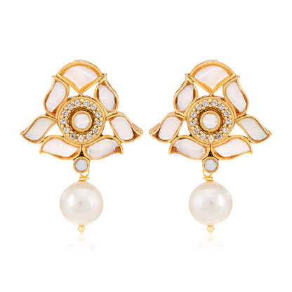 925_Sterling_Silver_Classic_Pearl_Drop_Gold_Plated_Earrings