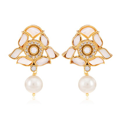 925_Sterling_Silver_Classic_Pearl_Drop_Gold_Plated_Earrings