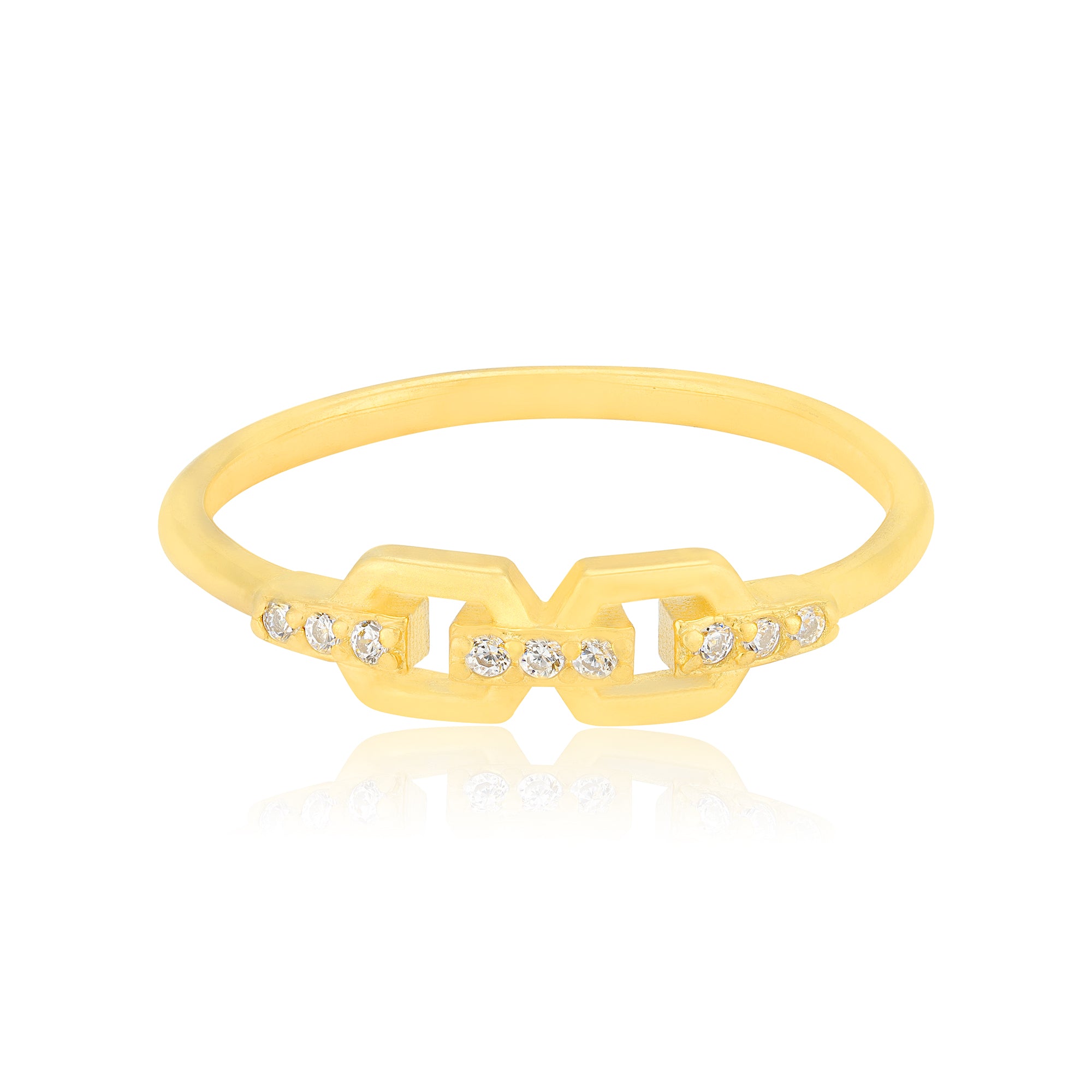925 Sterling Silver Classy Connect Gold Plated Ring for Women