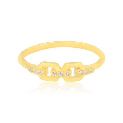 925 Sterling Silver Classy Connect Gold Plated Ring for Women