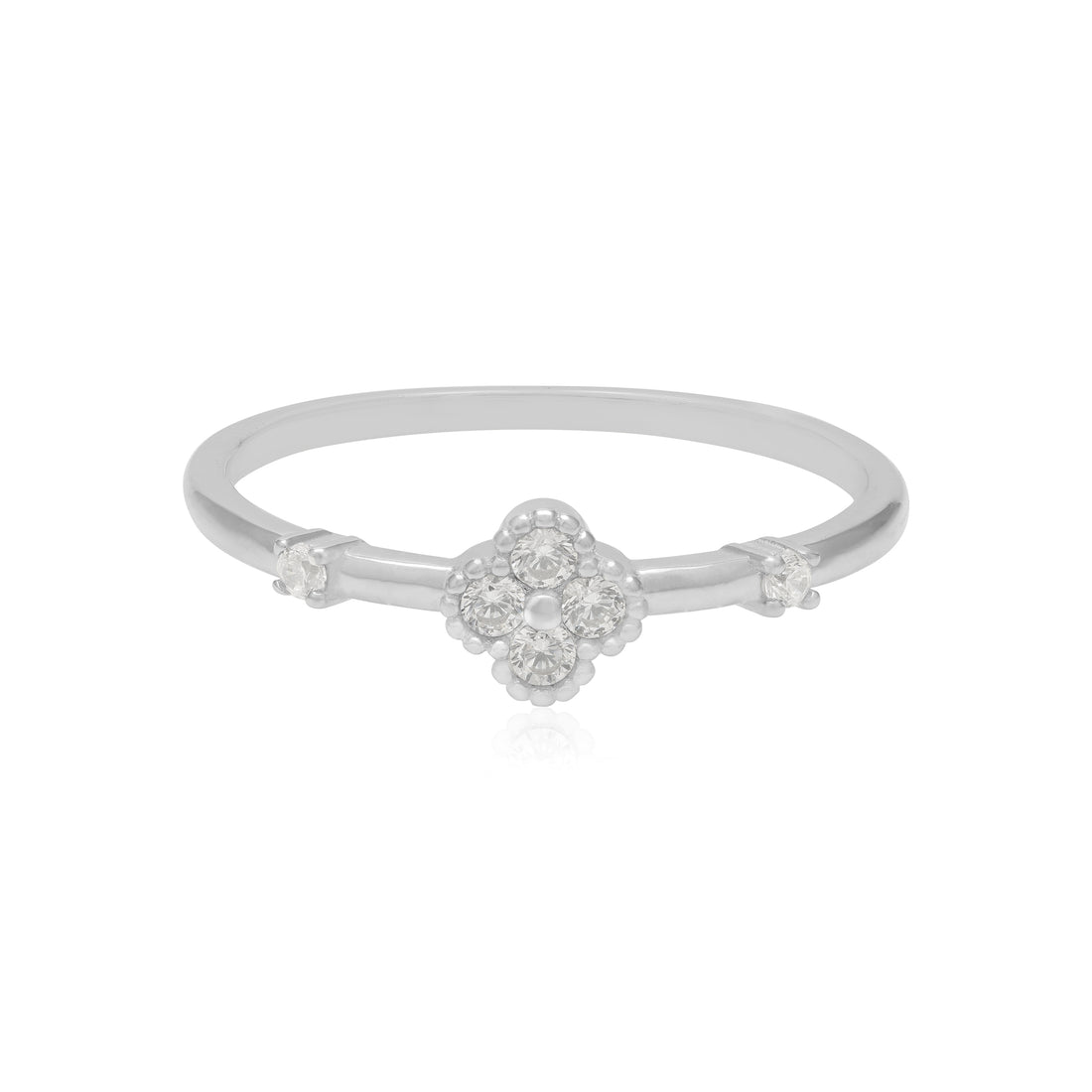 925 Sterling Silver Clover Flower Rhodium Plated Earrings For Women