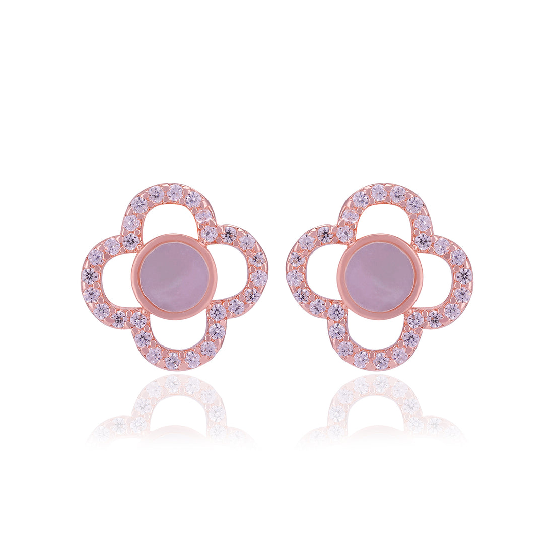 925 Sterling Silver Clover Pearl Centre Earrings For Women