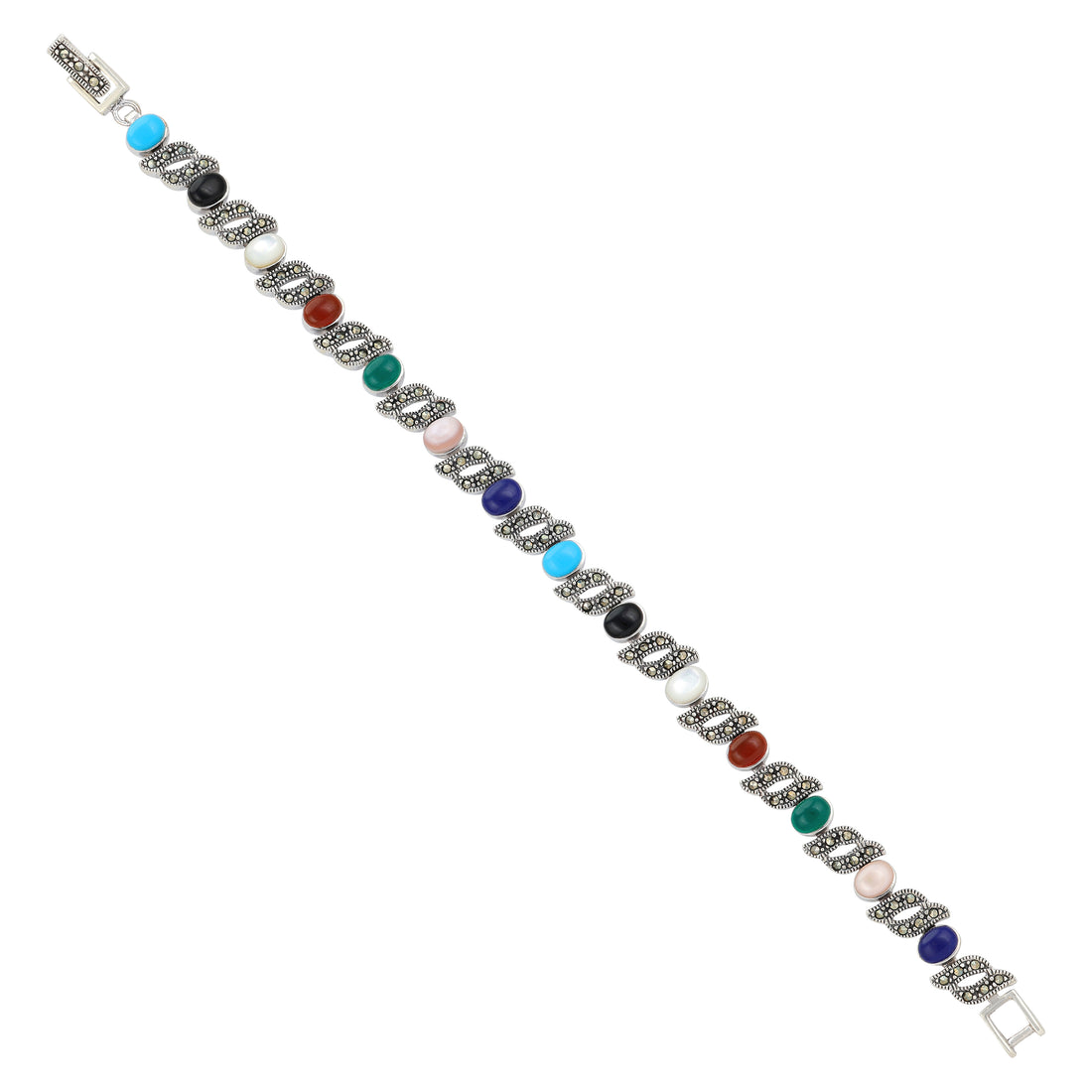 925 Sterling Silver Color Pop Leafy Marquise Bracelet For Women