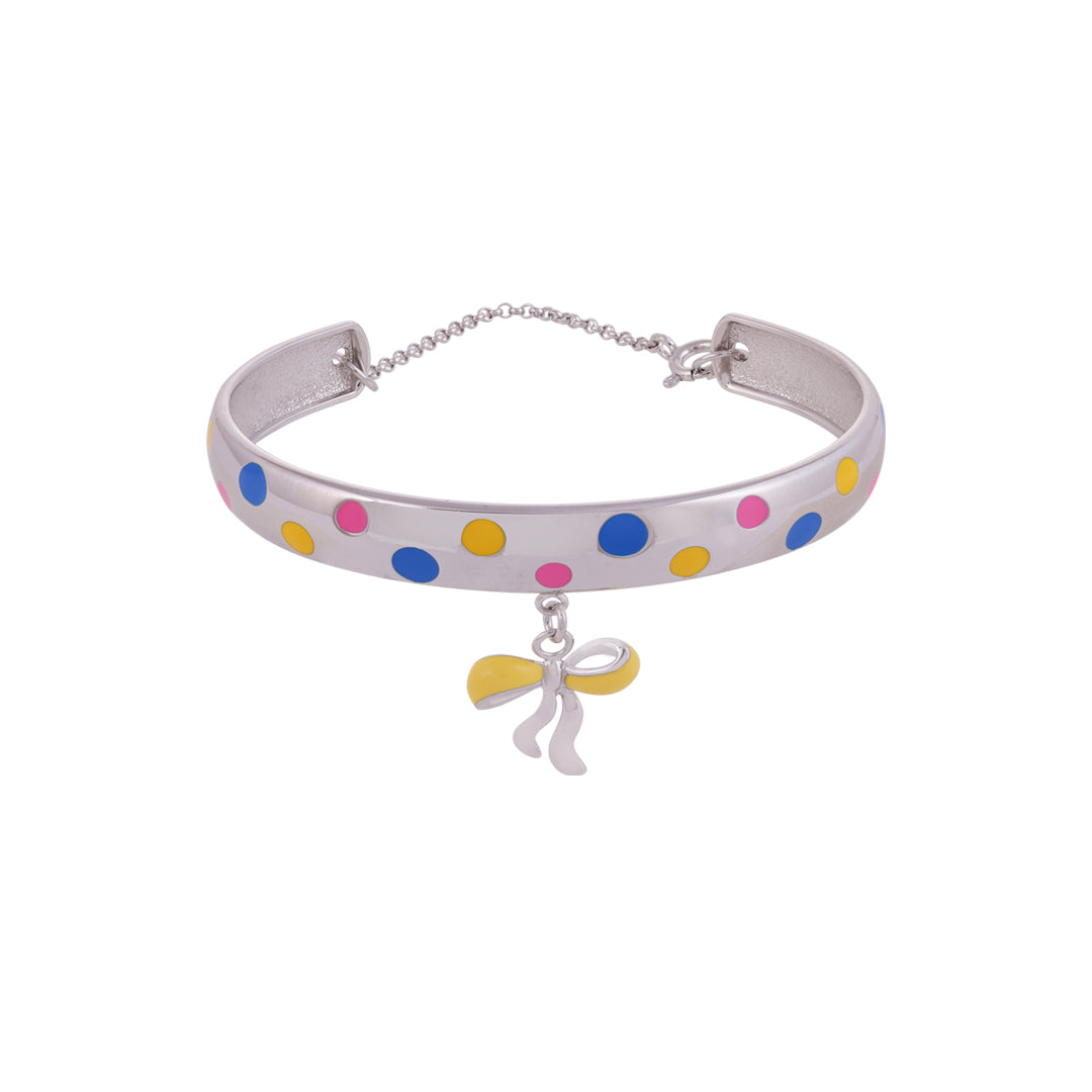 925 Sterling Silver Colorful Dots  Bow Drop Kada For Kids