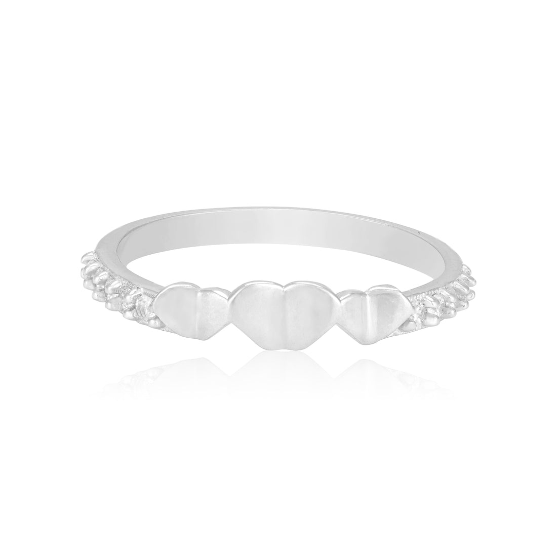 925 Sterling Silver Connected Hearts Radiance Ring for Women